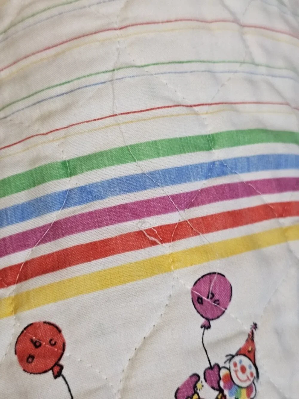 VTG Baby Quilt Blanket Circus Clown Juggling ABCs Multi-color 33‎ X 43 In